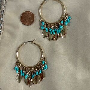 Jessica Simpson Gold Earrings with Turquoise Accents